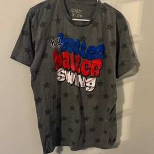 Spirit Kids Gray Tee with Blue, Red & White Baseball Graphic